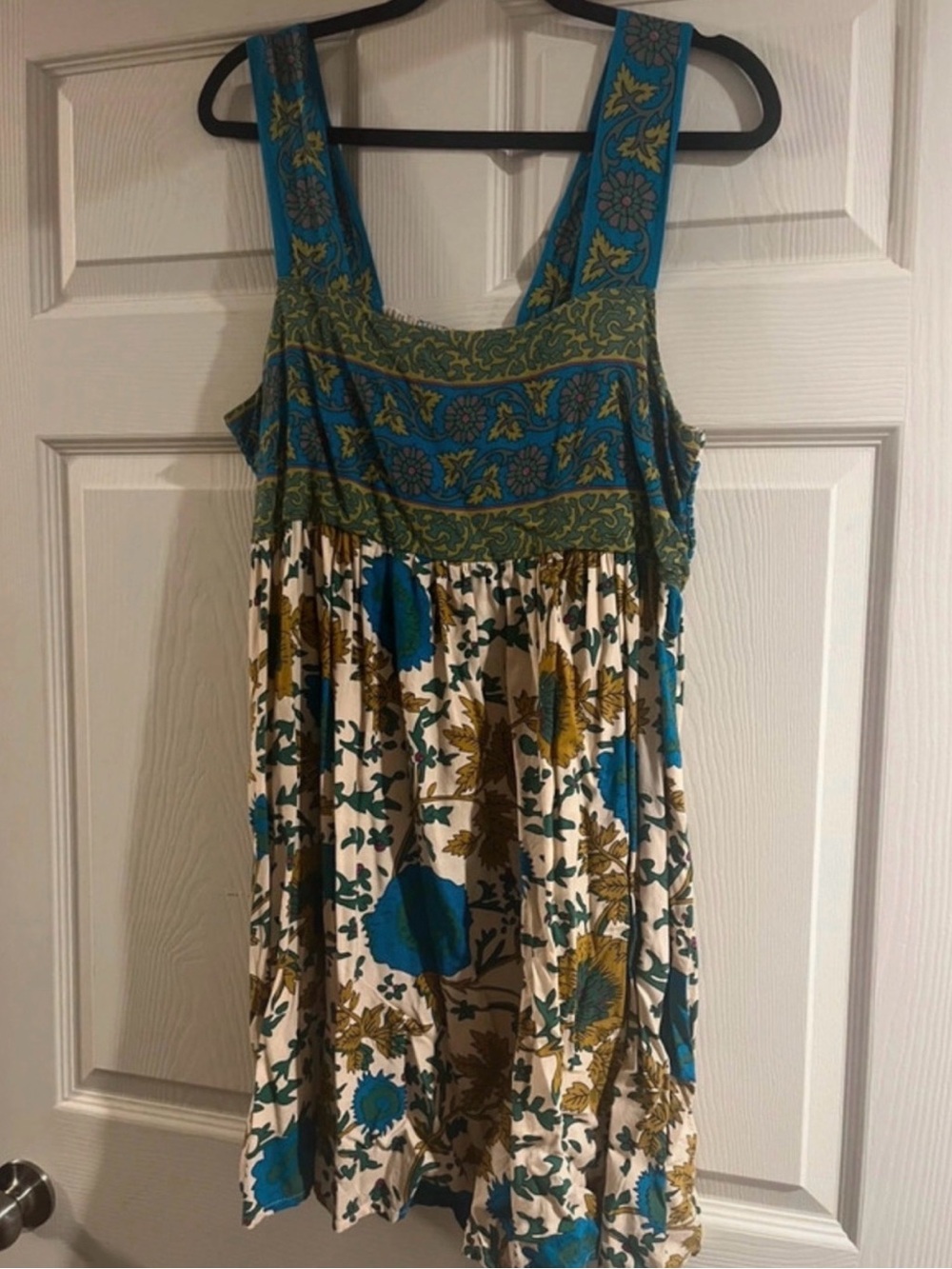NATURAL LIFE Blue, Cream & Green Floral Mini Sundress